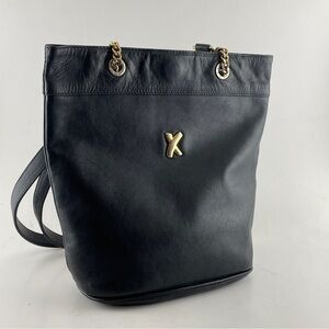 Paloma Picasso Black Leather Bucket Bag, Made in Italy